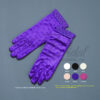 All Over Beads Shiny Satin Gloves with Decorated Beads and Pearls at the Wrist - Image 2