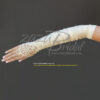 Gathered Shiny Satin Fingerless Gloves with Floral Embroidery Lace, Sequins & Pearls - Image 3