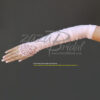 Gathered Shiny Satin Fingerless Gloves with Floral Embroidery Lace, Sequins & Pearls - Image 4