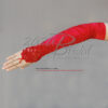 Gathered Shiny Satin Fingerless Gloves with Floral Embroidery Lace, Sequins & Pearls - Image 10