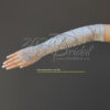 Gathered Shiny Satin Fingerless Gloves with Floral Embroidery Lace, Sequins & Pearls - Image 6