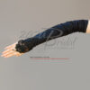 Gathered Shiny Satin Fingerless Gloves with Floral Embroidery Lace, Sequins & Pearls - Image 9