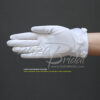 Dull matte satin girl's gloves with faux pearl & rose accents sheer organza cuff - Image 2