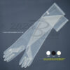23.5" Long Gorgeous Sheer Gloves Slip-on Opera Length 16BL - Image 3