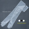 23.5" Long Gorgeous Sheer Gloves Slip-on Opera Length 16BL - Image 2