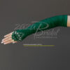Gathered Shiny Satin Fingerless Gloves with Floral Embroidery Lace, Sequins & Pearls - Image 17